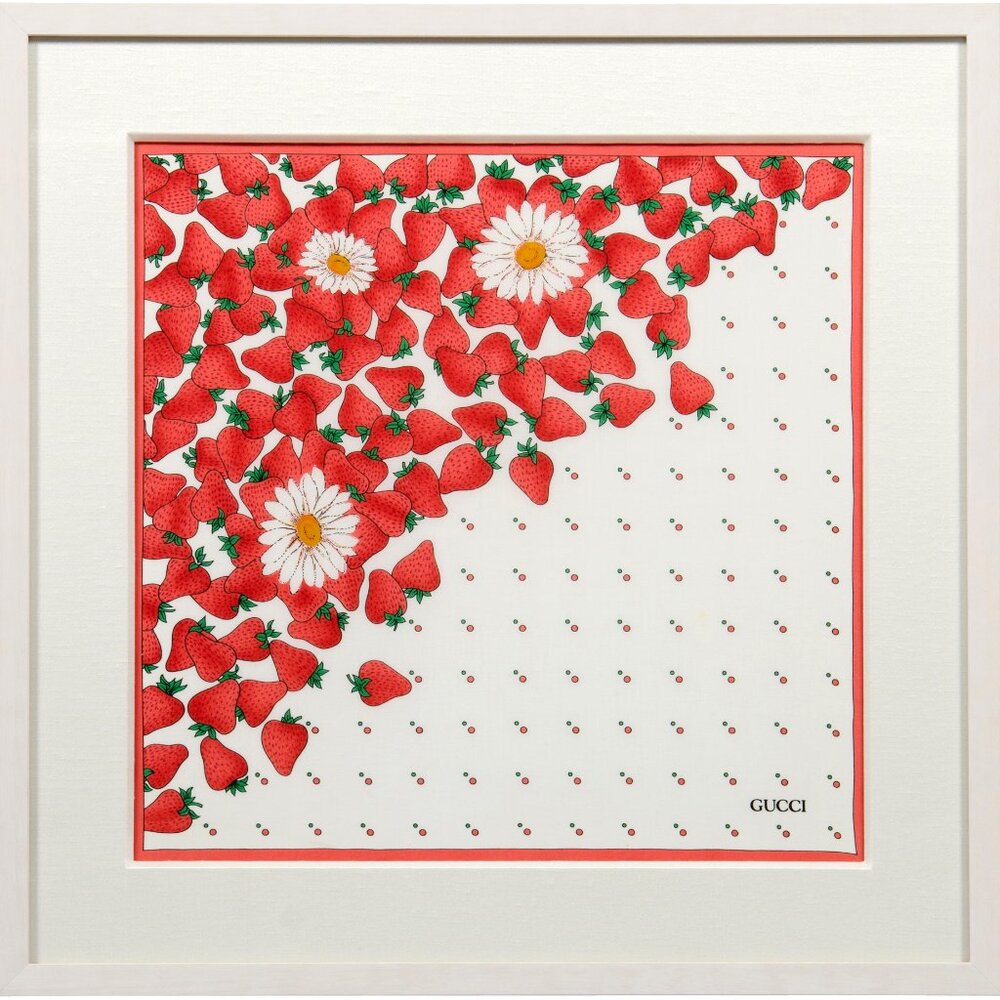 Vintage 60's GUCCI cotton scarf Framed in white